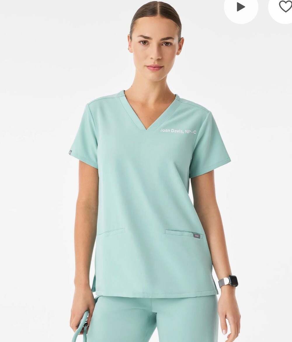 FIGS Casma Three-Pocket Scrub Top Seaglass Size XS